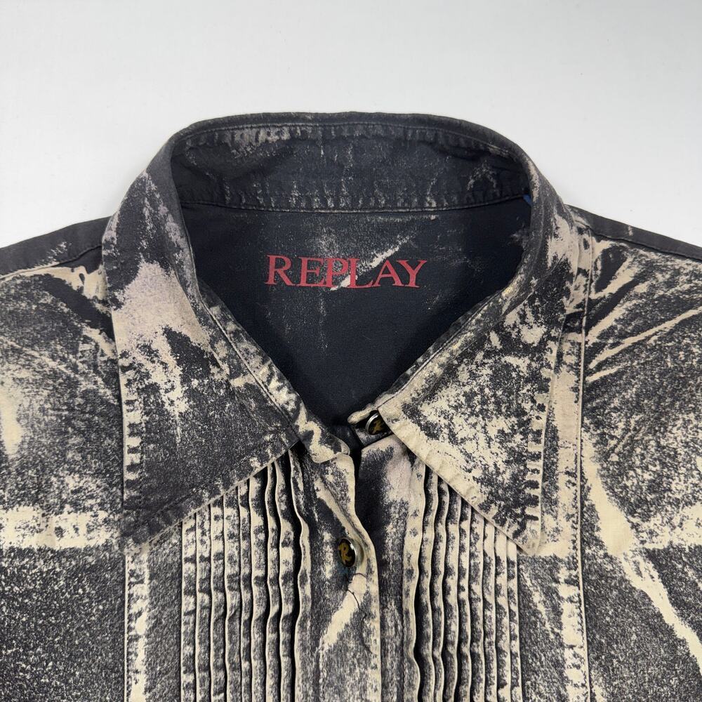 Vintage Replay Made In Italy Charcoal Wash Long Sleeve Women Shirt Fits Size M - Picture 7 of 14